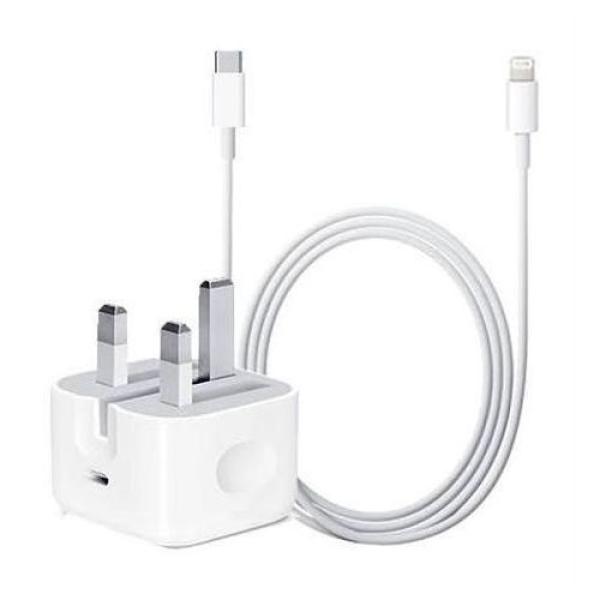 iPhone Fast Charger USB-C Power Adapter and Lightning Cable - white