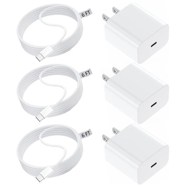 Apple 20W Power Adapter and  USB-C to C Threaded Cable for iPhone iPad - Authentic