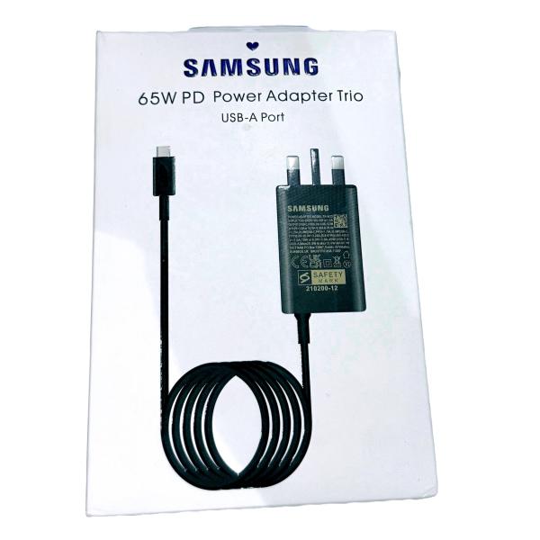 Samsung PD 65w Power Adapter USB-C Cable With USB A Port, Fastest Charge Black