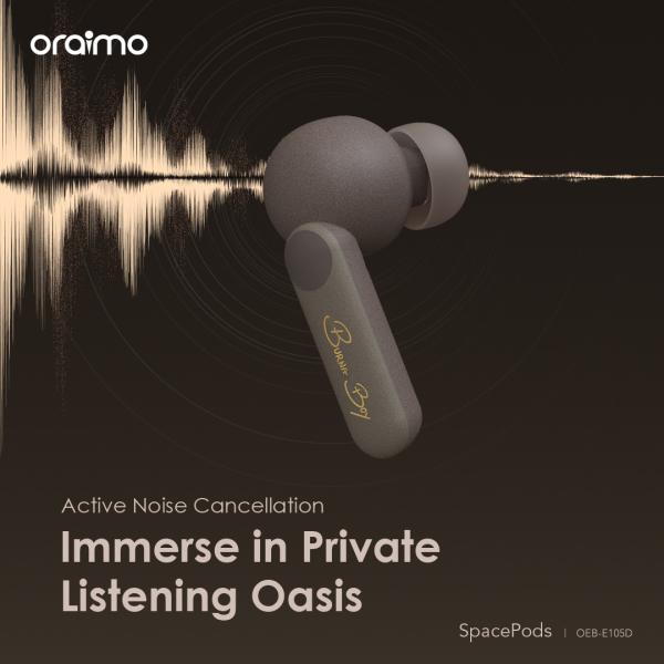 Oraimo SpacePods x Burna Boy ANC True Wireless Earbuds - Space Brown