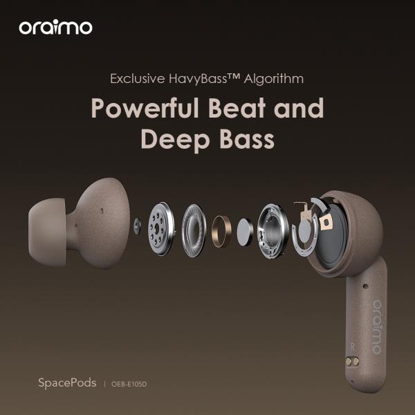 Oraimo SpacePods x Burna Boy ANC True Wireless Earbuds - Space Brown