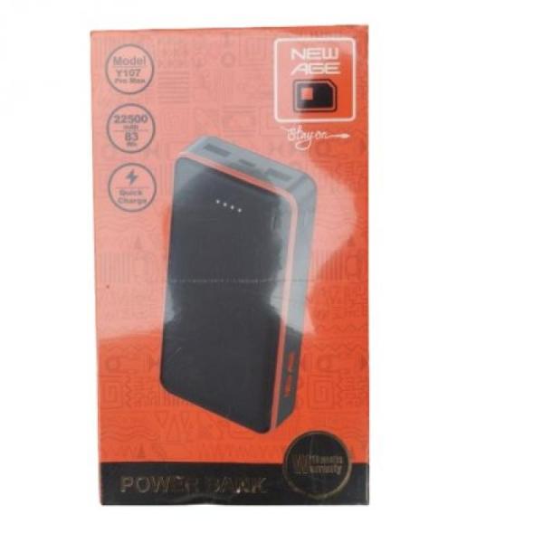 New Age Power Bank 22500Mahh Quick Charge - Y107 PROMAX - Black