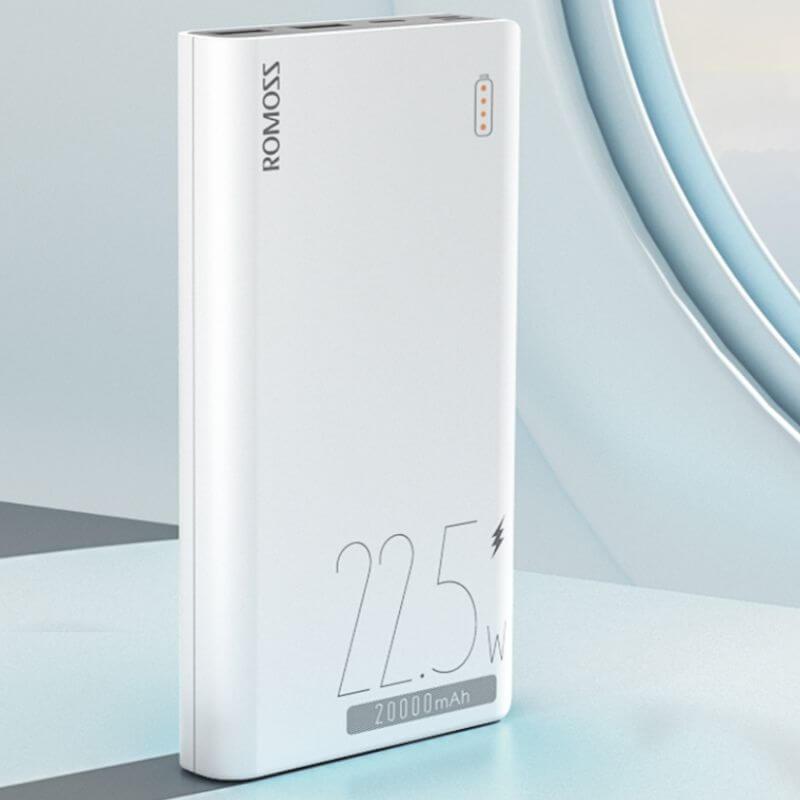 Romoss 20000mah Power Bank 22.5W with Fast Charging for iPhone, Samsung and iPad  White