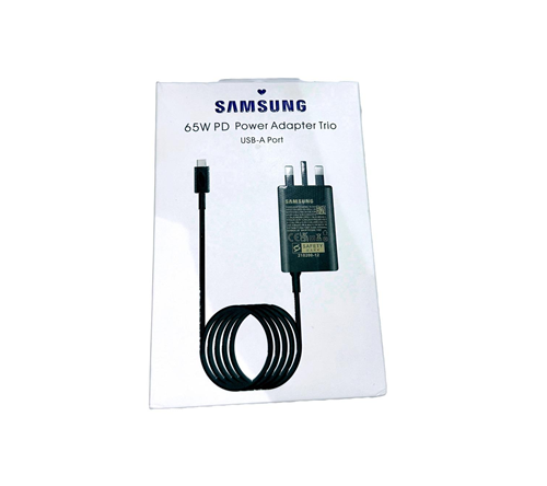 Samsung PD 65w Power Adapter USB-C Cable With USB A Port, Fastest Charge Black