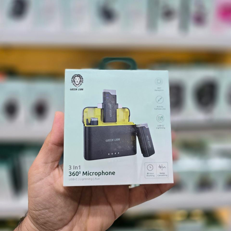 GREEN LION 3 IN 1  360 MICROPHONE USB-C LIGHTENING
