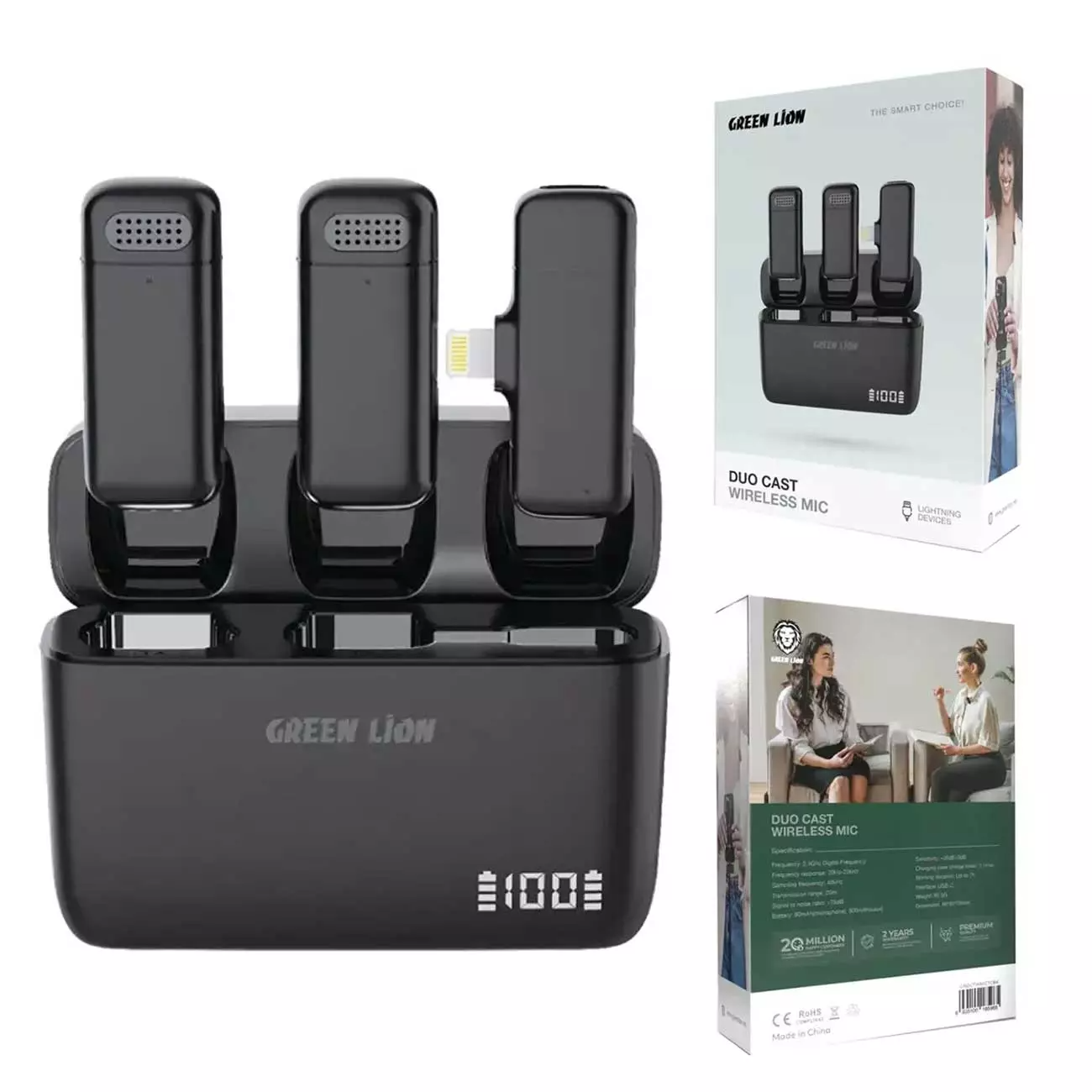 GREEN LION DUO CAST WIRELESS MIC LIGHTENING