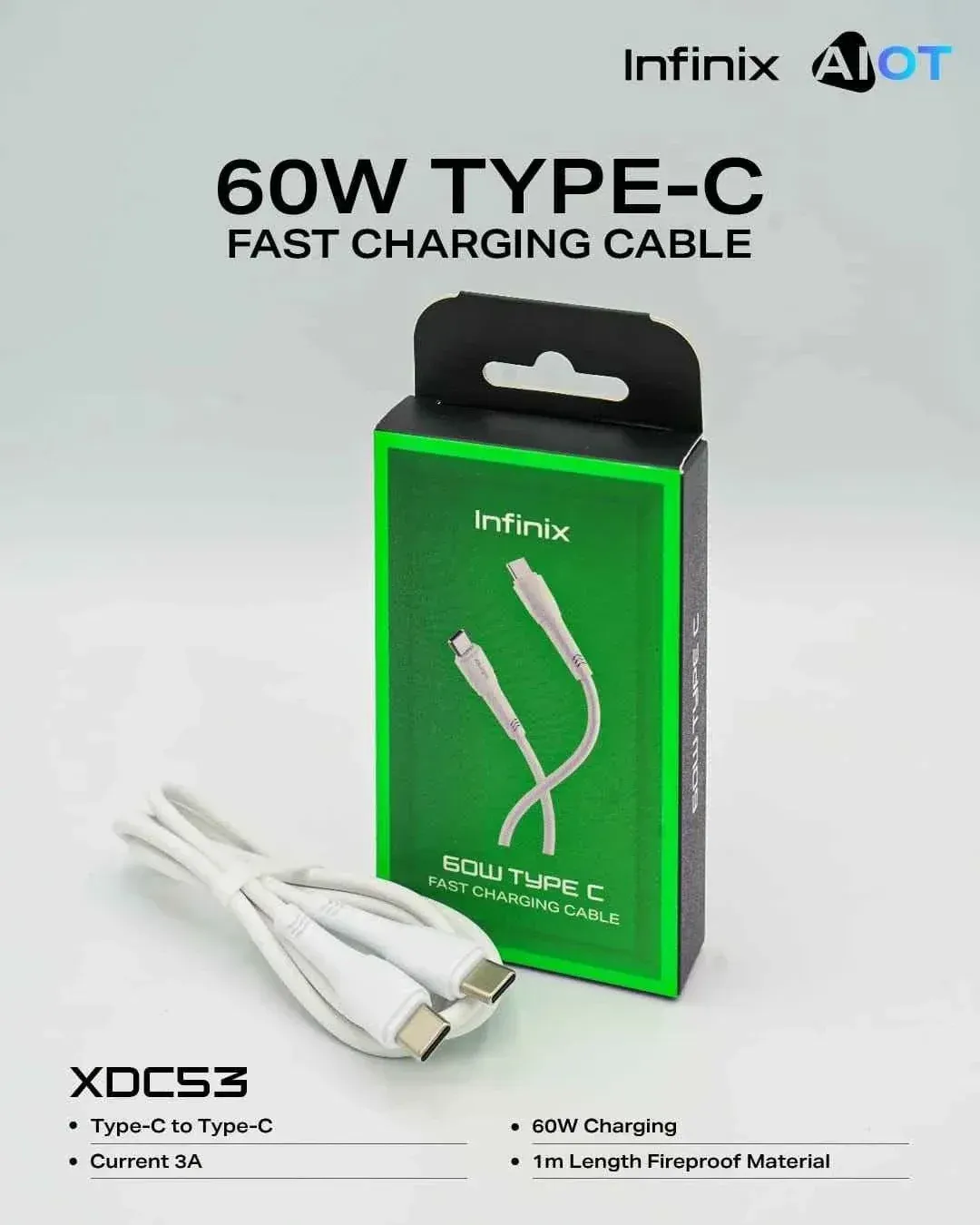 Infinix 60W Type C to Type C Fast Charging Cable